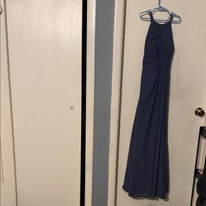 Azazie Navy Halter Maxi Dress